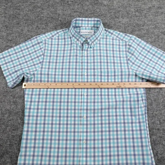 Mizzen+Main Shirt Mens Medium Plaid Leeward Trim Fit Button Down Summer Casual‎ - Picture 8 of 9
